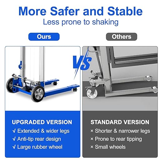 122" 400lbs Material Lift Winch Stacker, Hand Winch Lift Truck - Image 8