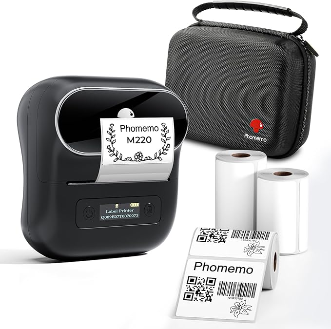 Phomemo Label Maker, M220 Thermal Label Printer, 80mm Portable Bluetooth by Phomemo