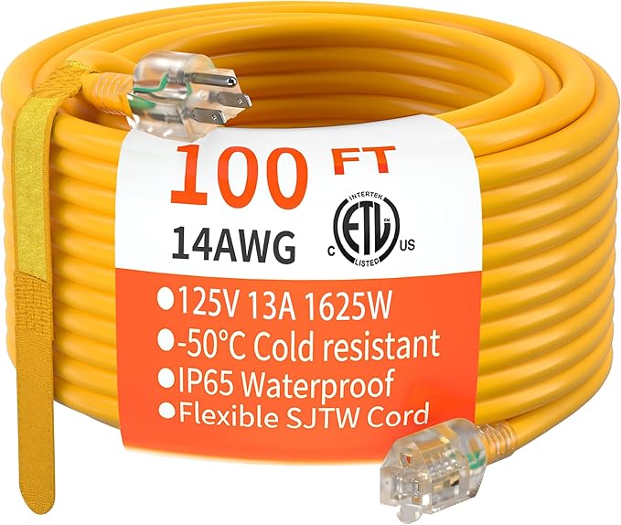 HUANCHAIN 100 ft 14/3 Gauge Heavy Duty Outdoor Extension Cord Waterproof by huanchain