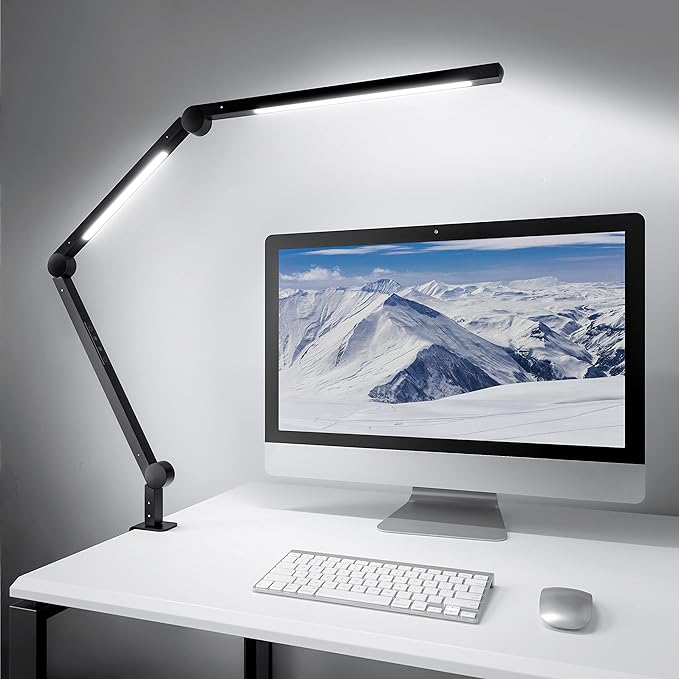 MediAcous LED Desk Lamp with Clamp, Dual Light Desk Lamp with Swing Arm by MediAcous