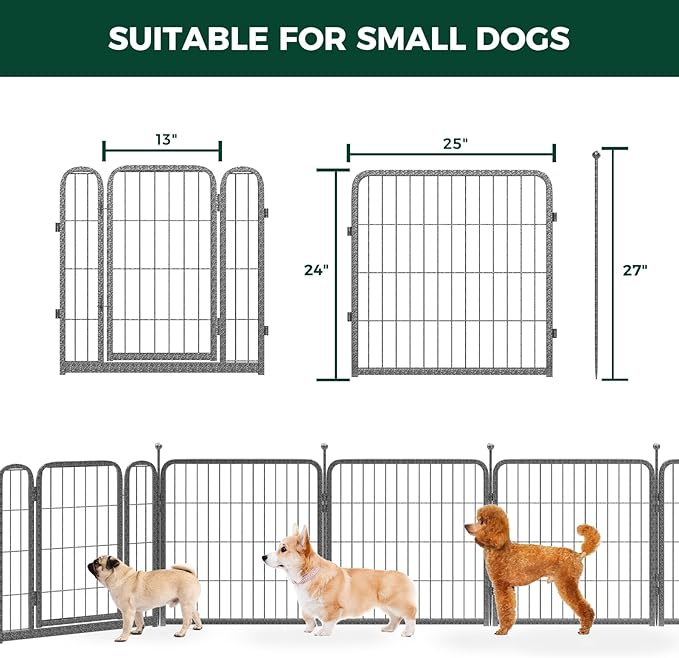 FXW Garden Fence Outdoor for The Yard – 24in x 60.9ft Heavy Duty Metal Animal - Image 2