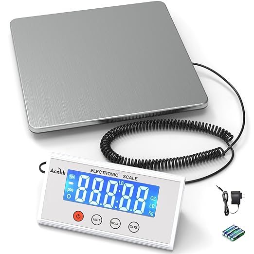 Digital Shipping Scales 440 pounds, Stainless Steel Heavy Duty Postal Scale by ACNHLI