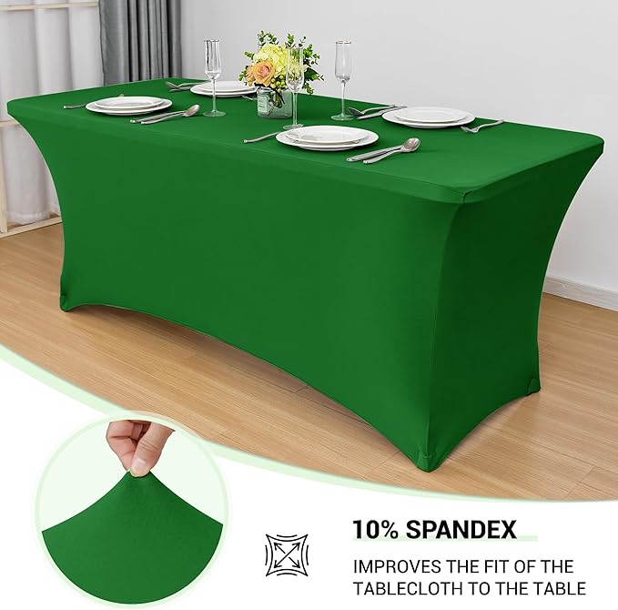 Obstal 6 Pack Stretch Spandex Green Table Covers - Image 2
