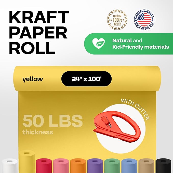 Yellow Kraft Paper Roll 24" x 1200" - Image 2