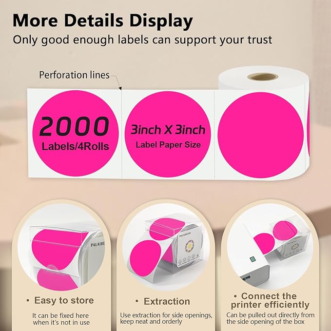 3 X 3 Inch Round Thermal Labels Circle Color Coding Labels Printable Waterproof - Image 4
