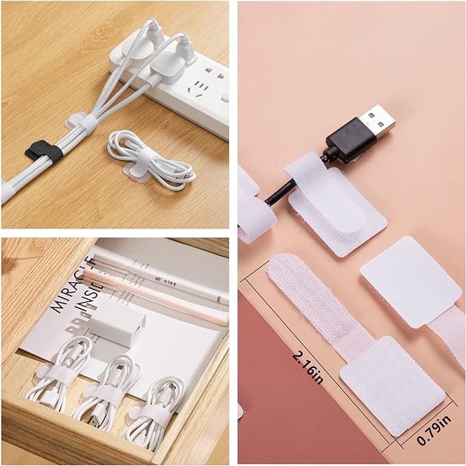ELII 327PCS White Cable Management Kit 4 Cable Cable Sleeves, 65 Cable Clips - Image 4
