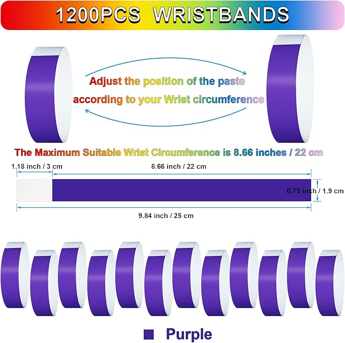 1200 Pcs Plastic Paper Wristbands - Image 2