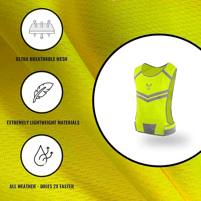 Running Reflective Vest, Inside Pocket & 2 Bands, High Visibility Reflective - Image 7