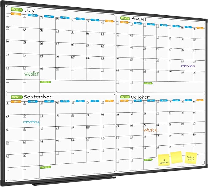 JILoffice Magnetic Dry Erase Calendar Whiteboard, 4 Month White Board Planner by JILoffice