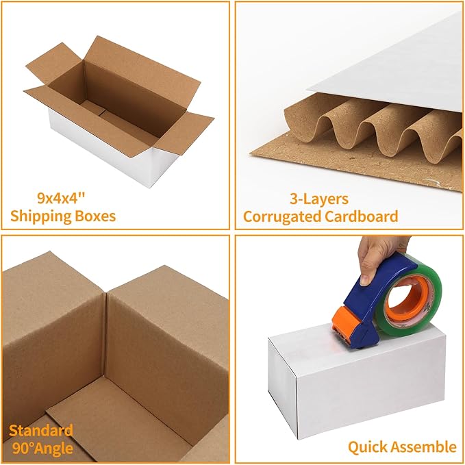 PETAFLOP White 10x6x4 Shipping Boxes Set of 25, Corrugated Cardboard Mailer Box - Image 3
