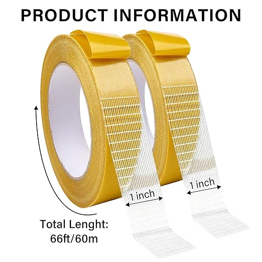 WINNOW Heavy Duty Double Sided Rug Tape 1 Inch x 66 Feet – Carpet Tape Gripper - Image 2