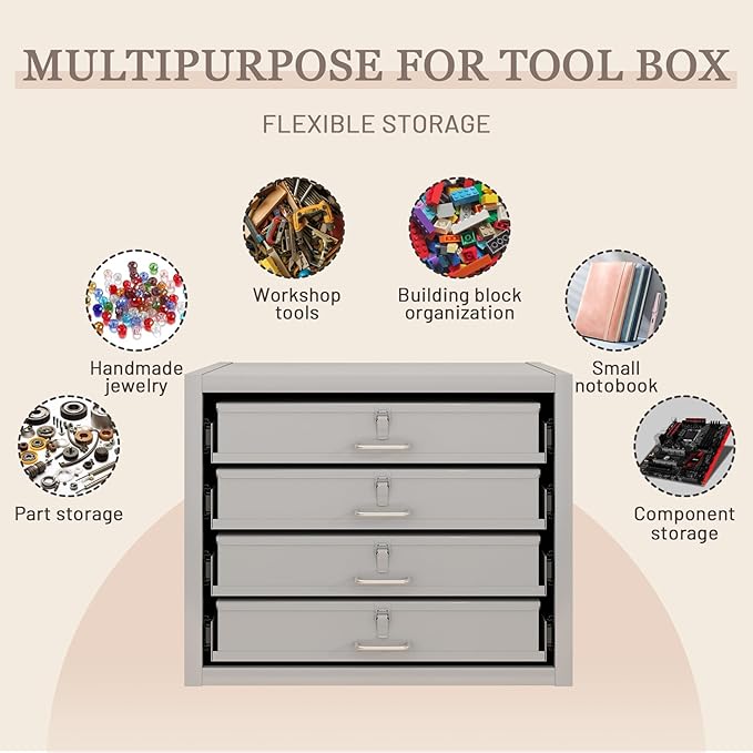 Steel Compartment Box Slide Rack, 4 Divider Scoop Boxes, Cold-Rolled Steel - Image 4
