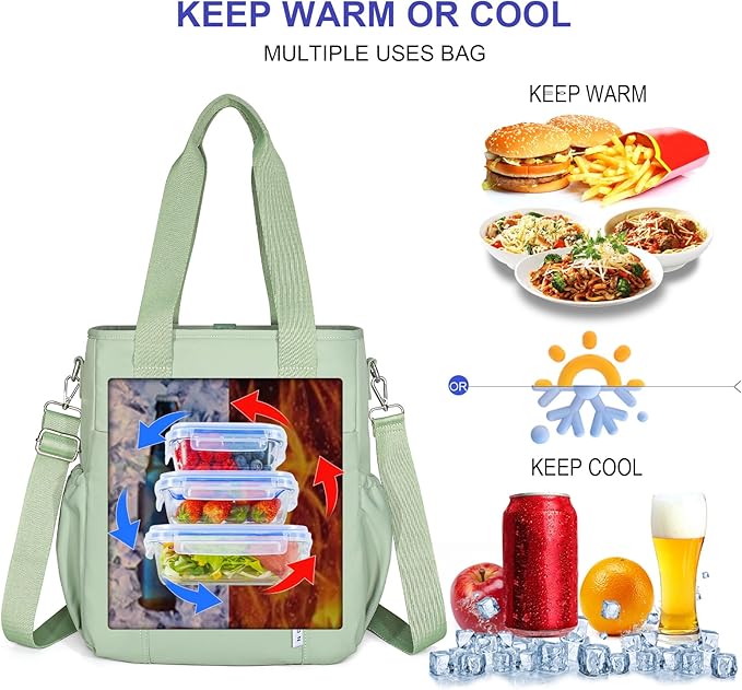 NOL Insulated Lunch Bag for Women, Large Spacious Lunch Tote Bag - Image 4