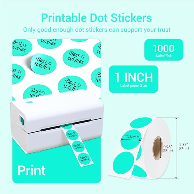 1 Inch Circle Dot Stickers 1000 PCS Color Coding Thermal Labels Dots Writable - Image 2
