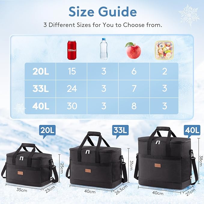 Lifewit Cooler Bag 30/50/60 Cans Collapsible and Insulated Large Lunch Bag - Image 2