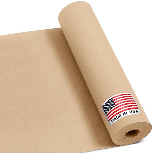 12" x 1200" Natural Kraft Paper Roll – USA Made Non-Toxic, 100% Recyclable by Paclord