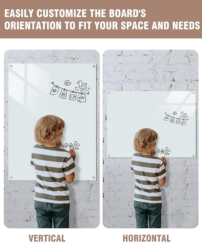 Mifuro Magnetic Glass Whiteboard，48"x36" Wall Mounted Frameless Dry Erase Board - Image 8