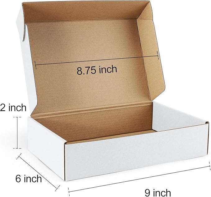 Shipping Boxes 9x6x2 inches White Small Mailing Boxes 25 Pack Cardboard - Image 3