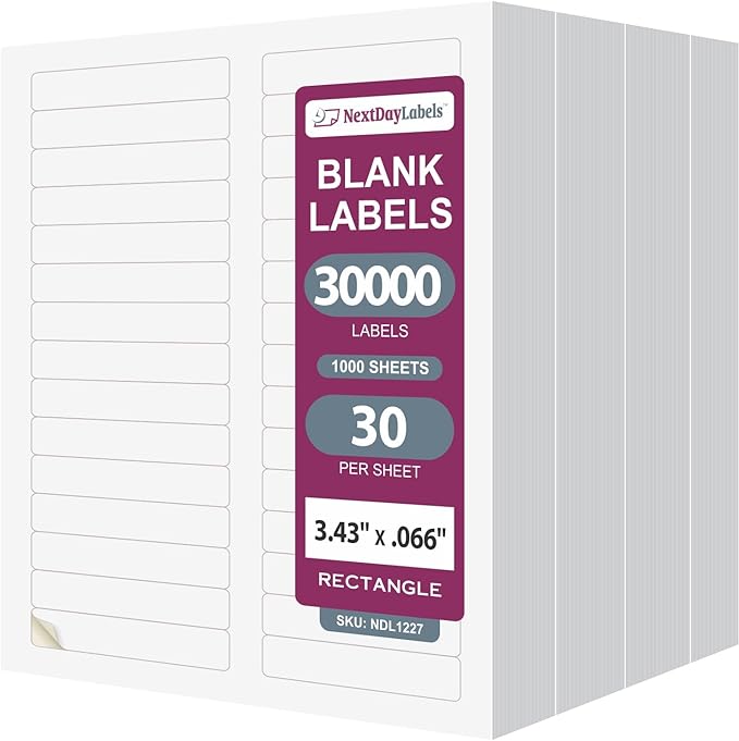 NextDayLabels - 3-7/16" x 2/3" Rectangular Sticker Labels by NextDayLabels