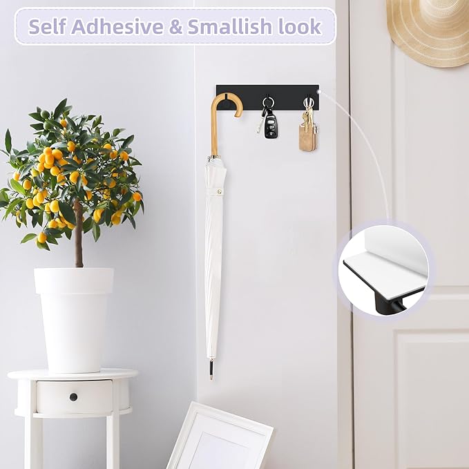 VIS'V Key Holder Wall Mount, Small Metal Self Adhesive Key Hanger - Image 2