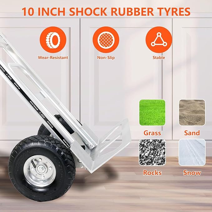 Aluminum Hand Truck 600 LBS Capacity, Handle Heavy Duty Industrial Dolly - Image 5