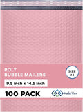 Light Pink Large Poly Bubble Mailers 9.5x14.5 inch #4 | Self Seal Padded by MAILERVIEW