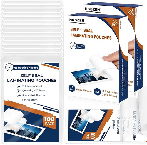100 Pack 10 Mil 4"x6" Self Sealing Laminating Pouches Self Adhesive Lamination by Unknown