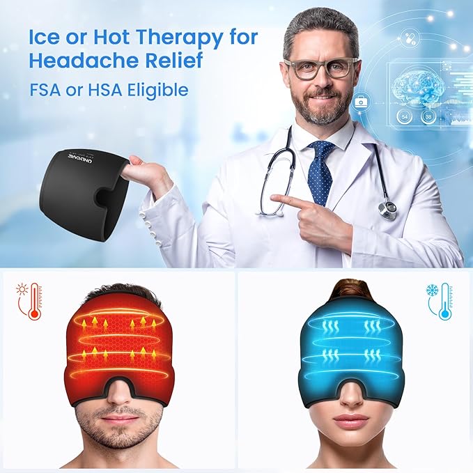 ONLYCARE Migraine Relief Cap, Upgraded Odorless Headache Relief Cap, 360° Gel - Image 2