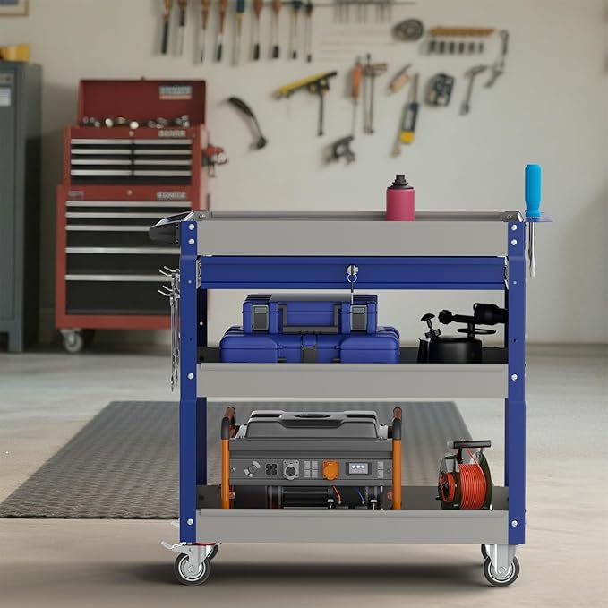 3 Tier Rolling Tool Cart on Wheels, 450 LBS Capacity Tool Cart - Image 9
