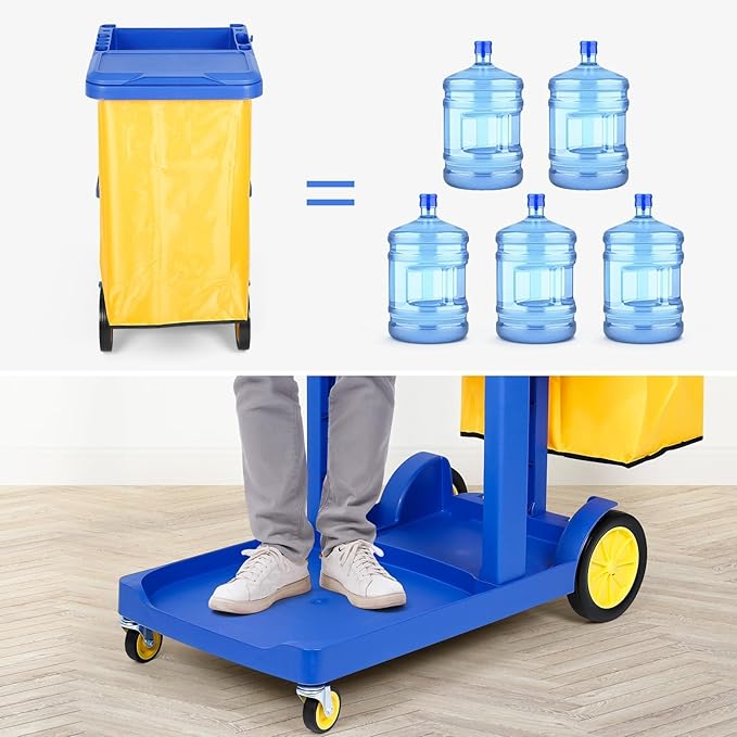 tonchean Commercial Janitorial Cart, 3-Shelf Housekeeping Cart - Image 5