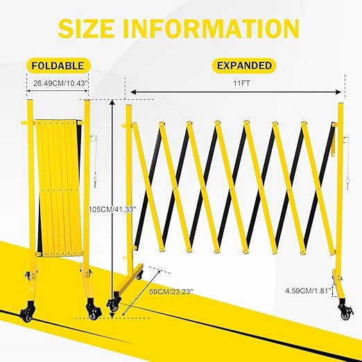 11 Traffic Barricade with Casters, Metal Expandable Barricade, Folding Security - Image 4