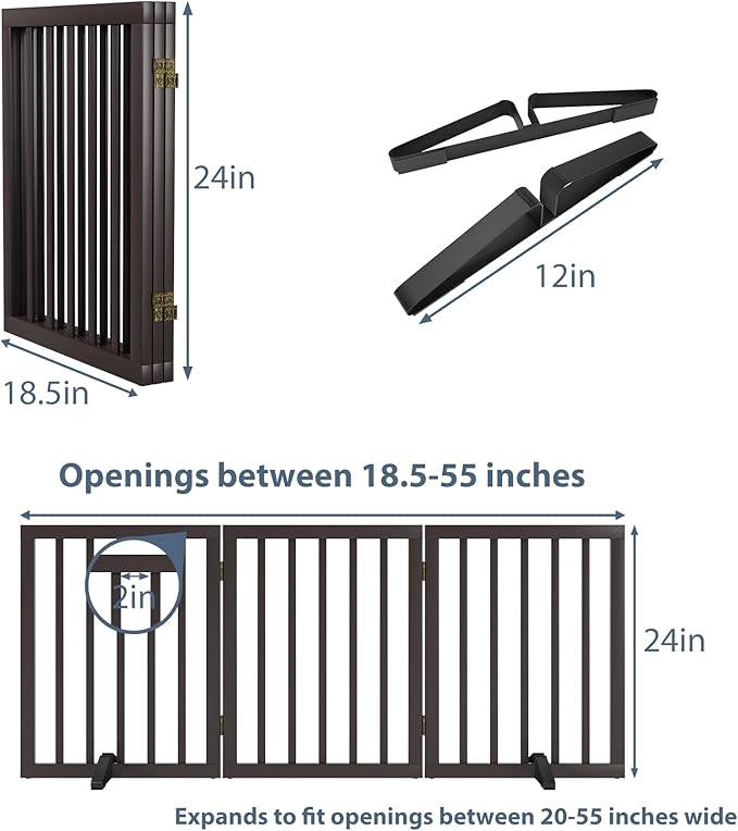Dog Gates for Doorways Stair House Freestanding Pet Gates for Dogs Wooden Dog - Image 6