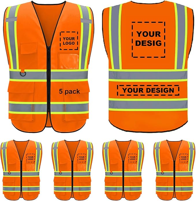 BeautyWill Custom Safety Vest Logo Class 2 High Visibility Reflevtive Vest by BeautyWill