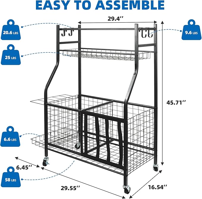 Garage Sports Equipment Organizer, Ball Storage Rack, Garage golf Organizer - Image 8