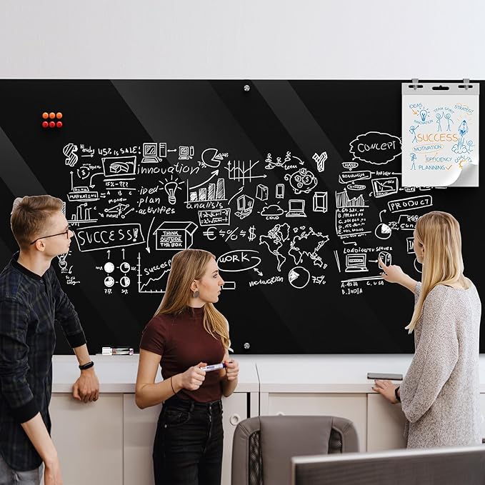 MaxGear Glass Whiteboard 96x48 Inches Wall Mounted, Magnetic Black Dry Erase - Image 7