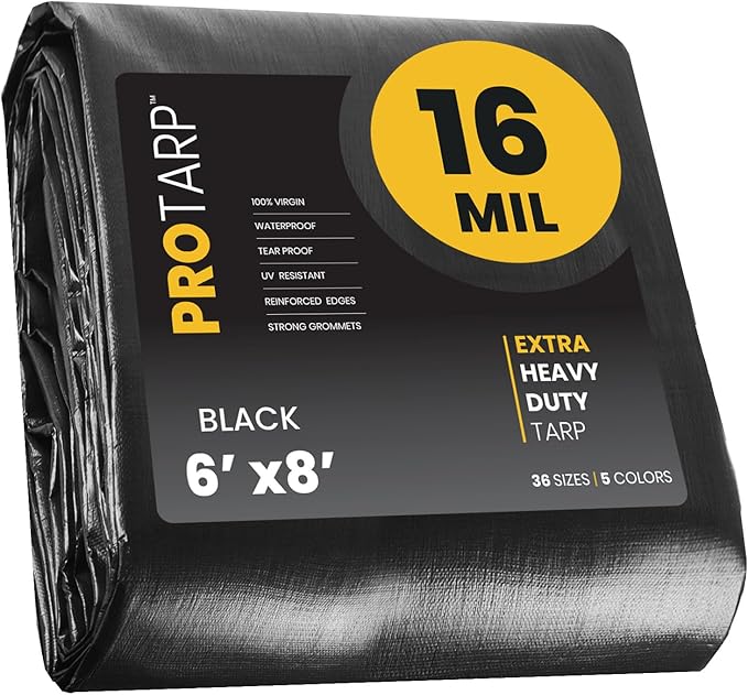 PROTARP Extra Heavy Duty 16 Mil Tarp Cover, Waterproof, UV Resistant, Rip and by Protarp