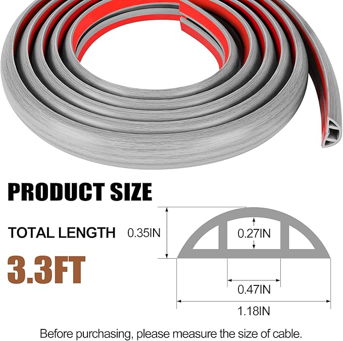 MYFAMIREA 3.3FT Floor Cord Cover - Image 2
