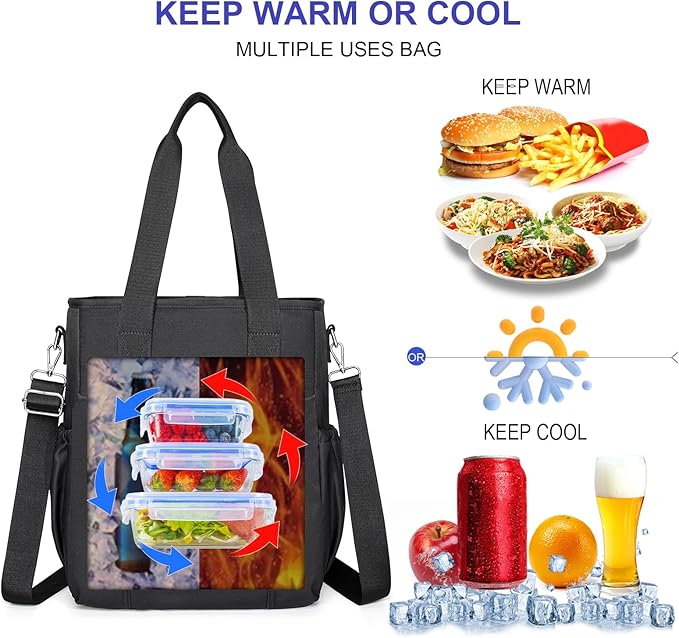 NOL Insulated Lunch Bag for Women, Large Spacious Lunch Tote Bag - Image 3
