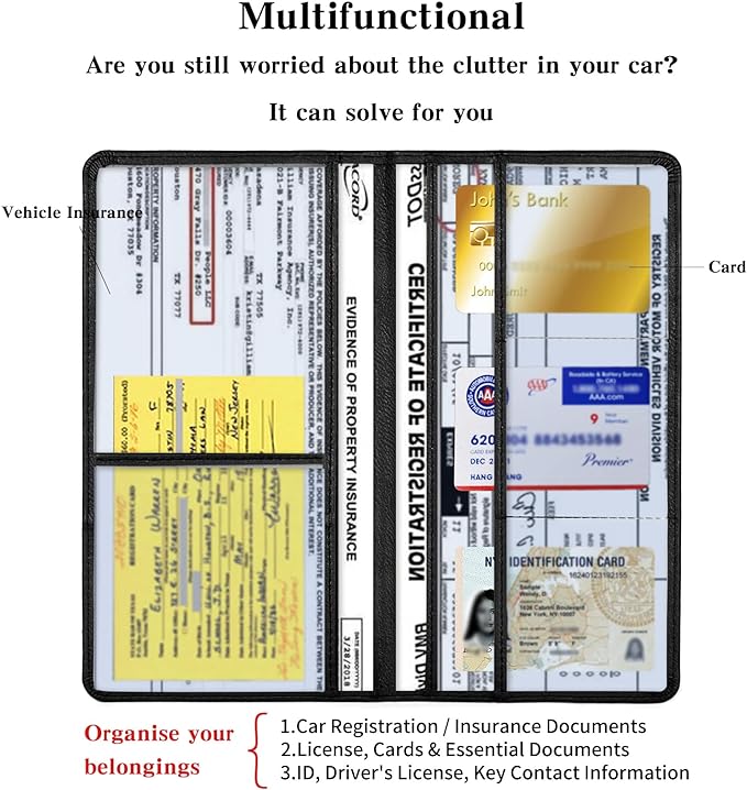 2Pack Leather Car Registration and Insurance Card Holder, Car Document Holder - Image 2