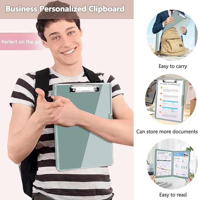 Clipboard with Storage, Heavy Duty Clip Boards 8.5x11 with 2 Storage Case - Image 7