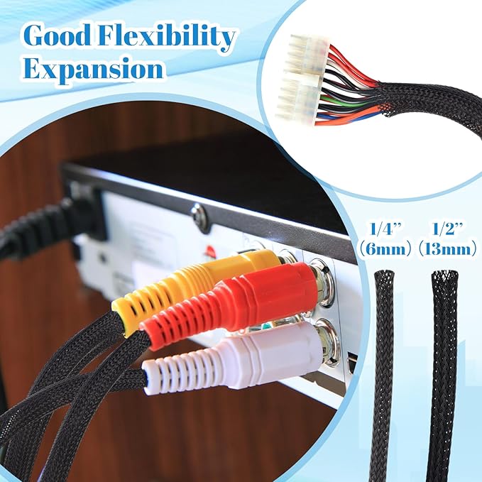 Pangda 300 Feet 1/4, 1/2 Inches Wire Loom PET Expandable Braided Sleeving - Image 4