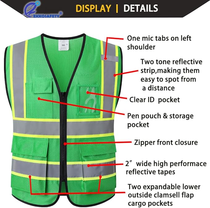 Reflective Mesh Safety Vest for Men Women - Image 3