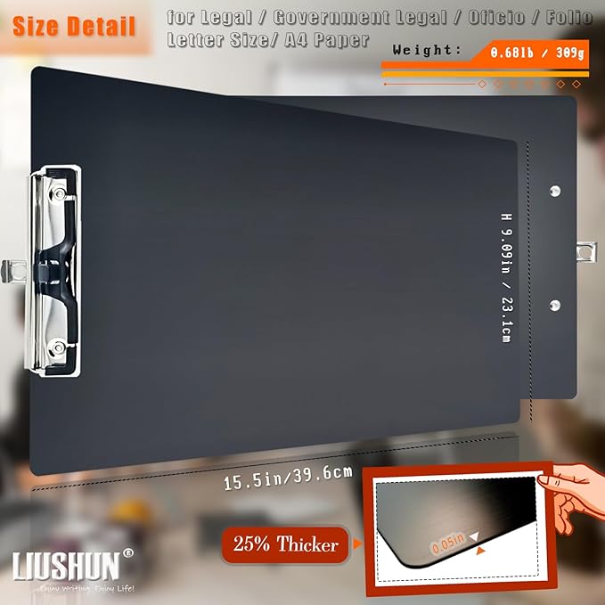Legal Aluminum Clipboard Metal w/Stainless Hangable Pen Holder Writing Low - Image 6