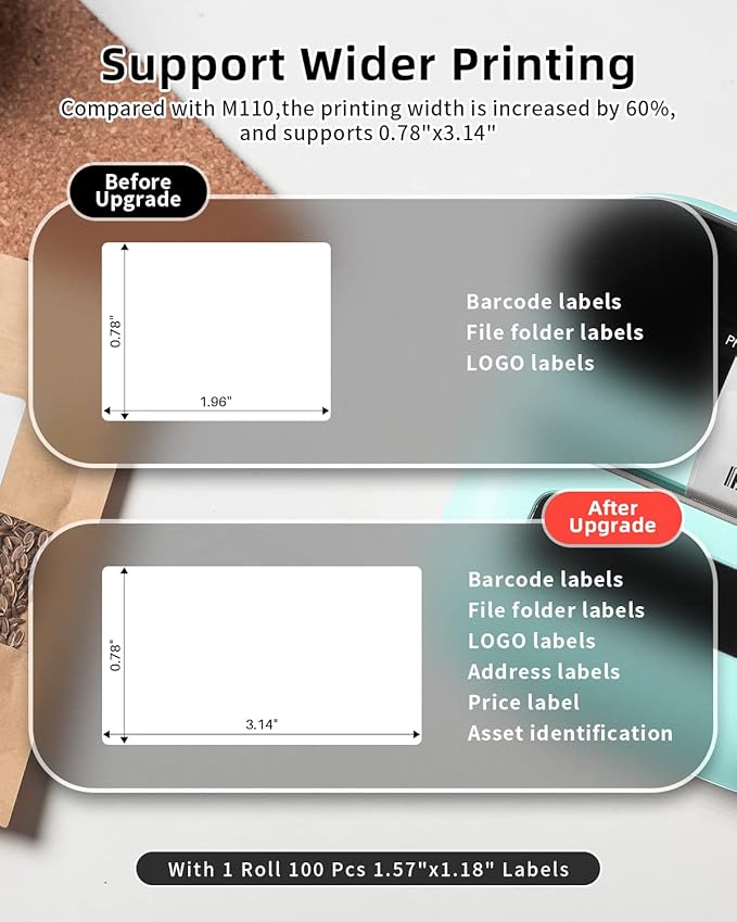 Phomemo M220 Label Maker, New Flagship 3.14 Inch Bluetooth Thermal Label Printer - Image 7