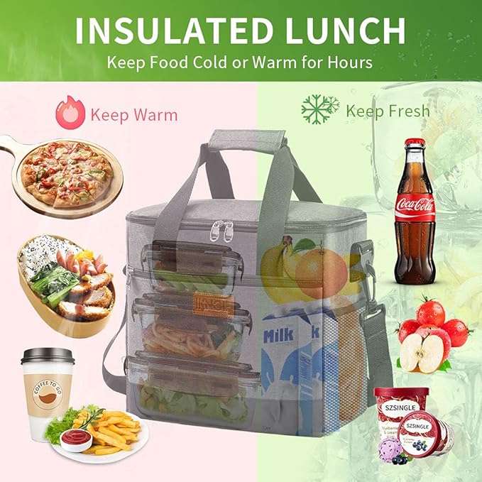iknoe Large Cooler Bag Collapsible 24 Can Insulated Bags Leakproof Lunch Cooler - Image 3
