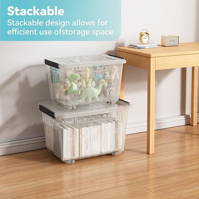 Nazhura 97Quart Plastic Storage Bin, Stackable and Nestable Storage Boxes - Image 7