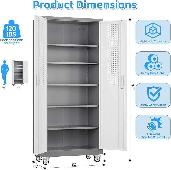 Aobabo Upgrade 71H''*32''W*16''D Metal Garage Storage Cabinet - Image 3