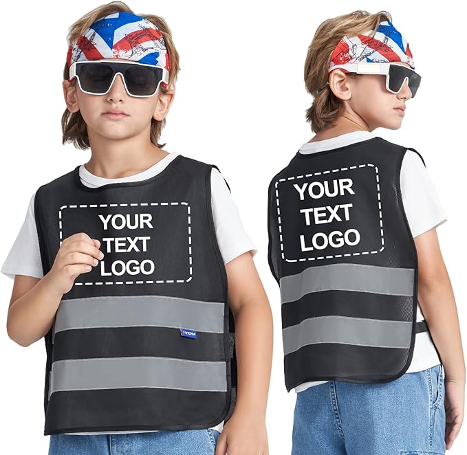 A-SAFETY Kids High Vis Reflective construction Safety vest customized LOGO by A-SAFETY