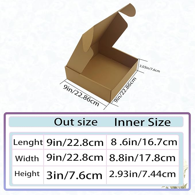 9x9x3 Inches Shipping Boxes Set of 25，Brown Cardboard Boxes Recyclable - Image 4