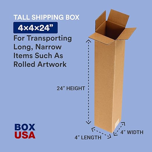 BOX USA Shipping Boxes 4"L x 4"W x 24"H, Storage Box - Image 3